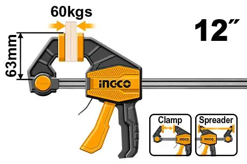 Ingco 300Mm Precision Bar Clamp – 63Mm Throat Depth – Hqbc01602 1