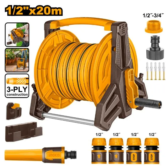 Ingco 6-Piece Hose Reel Kit With Accessories – Hhr20124 1