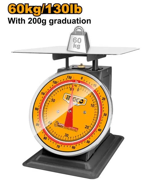 Ingco 60Kg Heavy-Duty Spring Scale With Dual-Range Calibration – Hesa5601 1