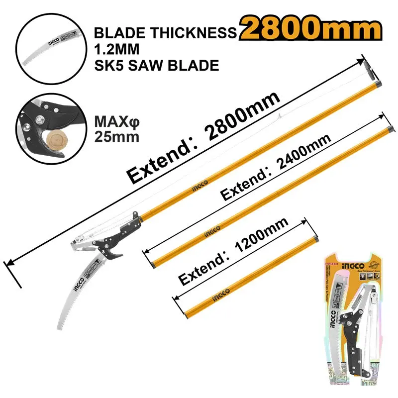 Ingco Extendable 25Mm Heps25281 Pole Saw & Pruner – Telescopic Garden Tool 1