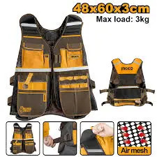 Ingco Multi-Pocket Tool Vest – Lightweight 3 Kg Design With 17 Compartments 1