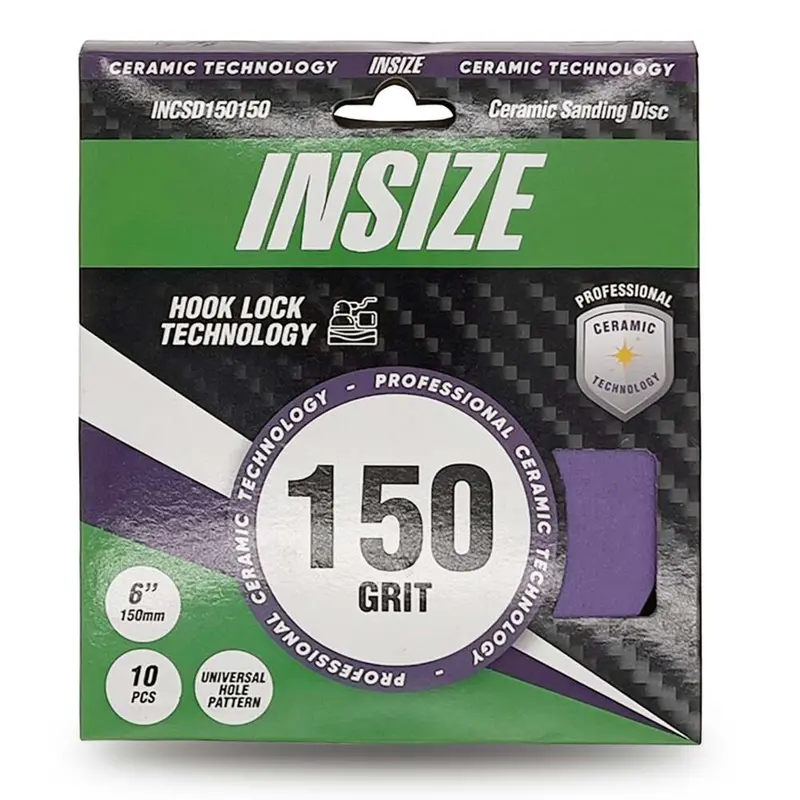 Insize 10-Piece 150Mm Ceramic Sanding Disc Set – 150-Grit Abrasive Kit 1