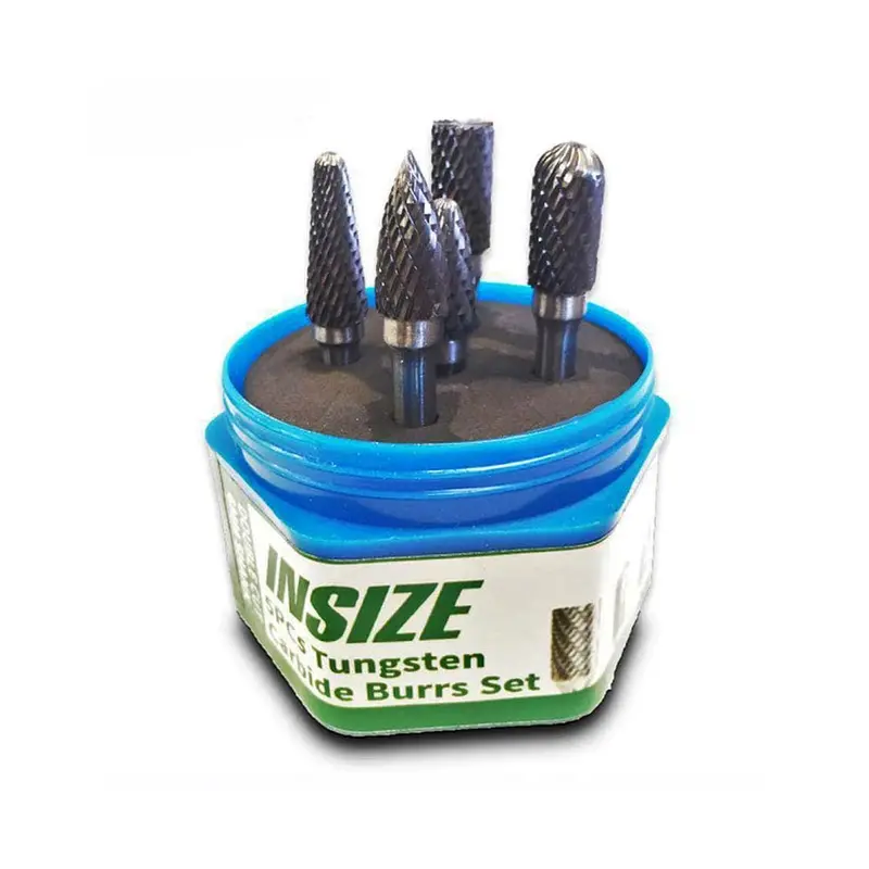 Insize In-05106 Tungsten Carbide Rotary Burr Set — 5-Piece Assorted Shapes 1