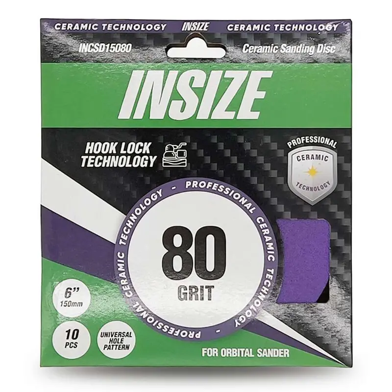 Insize Incsd15080 Ceramic Sanding Discs – 10-Pack, 150Mm Ø, 80-Grit 1
