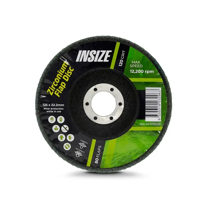 Insize Infdz125120 125 Mm × 22 Mm Zirconia-Alumina Flap Disc – 120 Grit 1