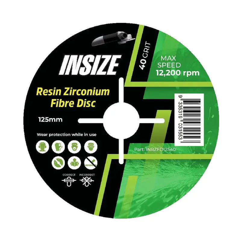 Insize Inrzfd12540 125Mm Resin-Bonded Zirconium Fibre Disc – 40-Grit 1