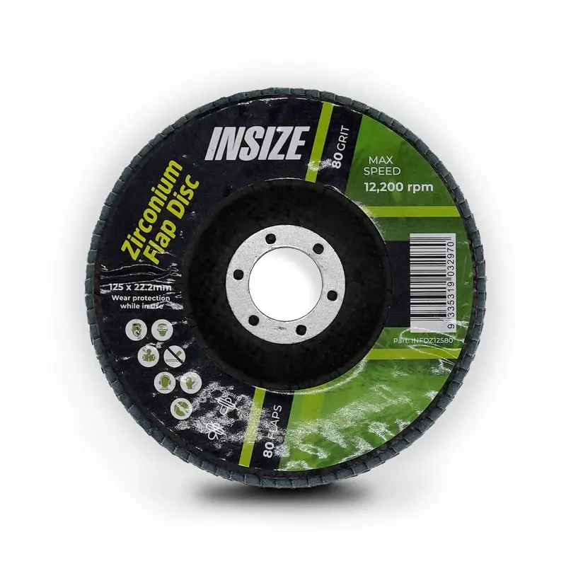 Insize Zirconia Flap Disc – 125Mm Diameter, 22Mm Arbor, 80-Grit Abrasive For Grinding & Blending 1