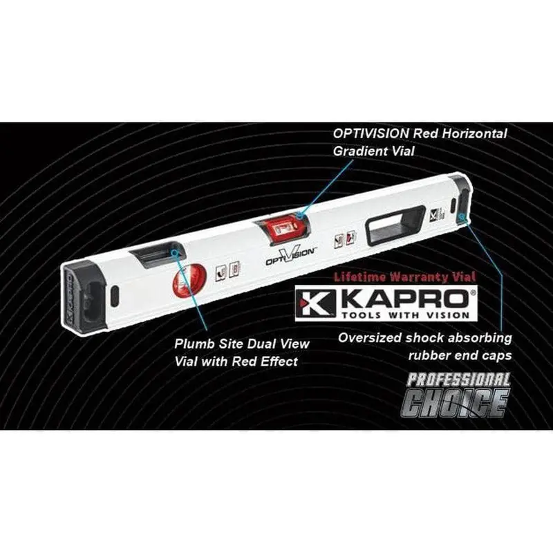 Kapro 905-41P120 1200 Mm Red Condor Optivision Box Level With Triple Vial Accuracy 1