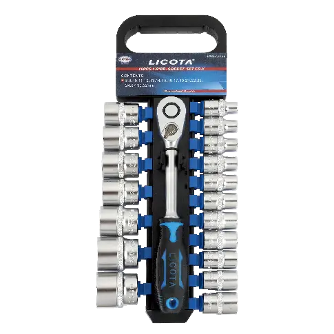 Licota 19-Piece 1/2" Drive 6-Point Socket Set – Plastic Holder, Metric Range 8–32 Mm 1