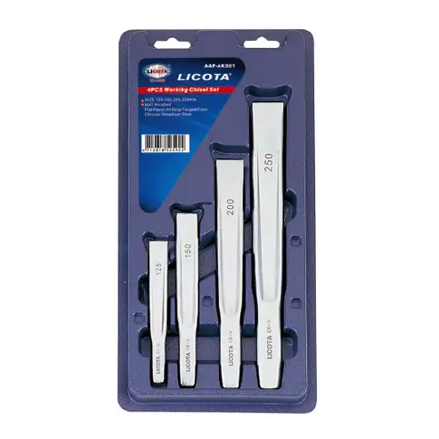 Licota Taiwan-Made 4-Piece Chrome-Vanadium Working Chisel Set – Satin Finish 1