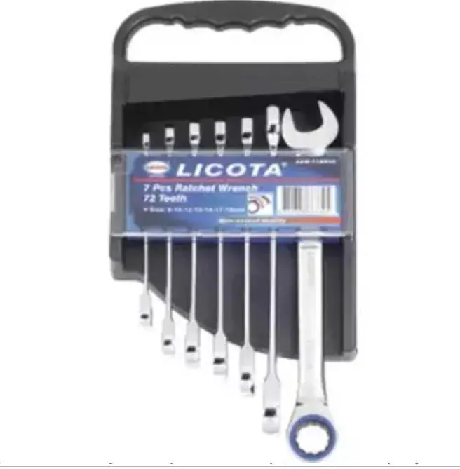 Licota Taiwan-Made 7-Piece 72-Tooth Folding Combination Ratchet Wrench Set – 8–19Mm 1