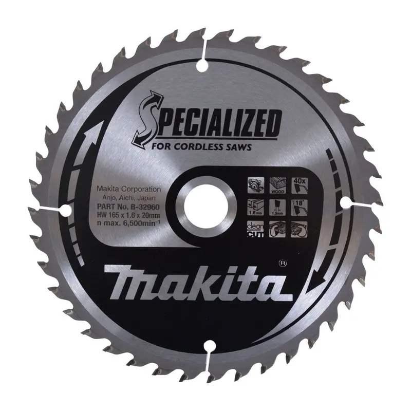 Makita 165Mm 40-Tooth Fine Woodworking Blade – Precision-Cut Finish For Joinery (B-32960) 1