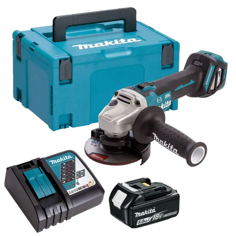 Makita Dga463Z 18V Brushless 115Mm Angle Grinder Kit – 5.0Ah Battery, Charger & Hard Case 1