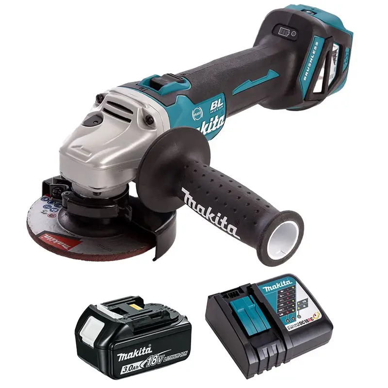 Makita Dga463Z 18V Brushless 115Mm Angle Grinder Set – One 3.0Ah Battery & Charger 1