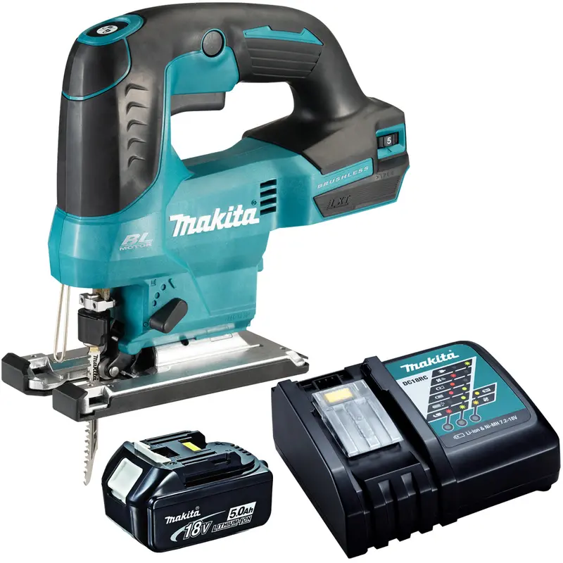 Makita Djv184Z 18V Brushless Top-Handle Jigsaw – 1×5.0Ah Battery & Charger 1