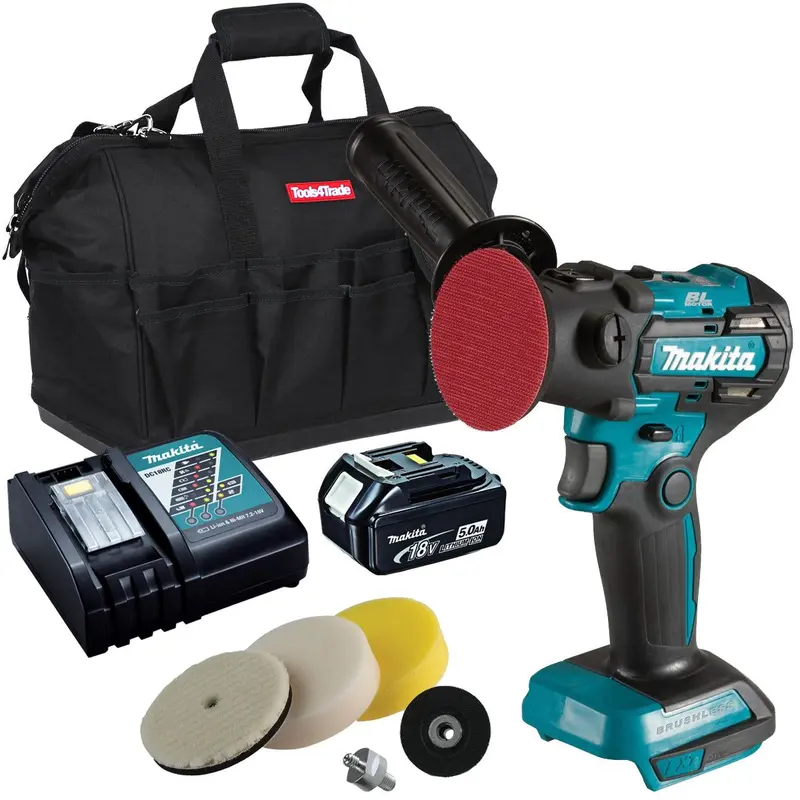 Makita Dpv300Z 18V Brushless Sander/Polisher Kit: 5.0Ah Battery, Charger & Carry Bag 1