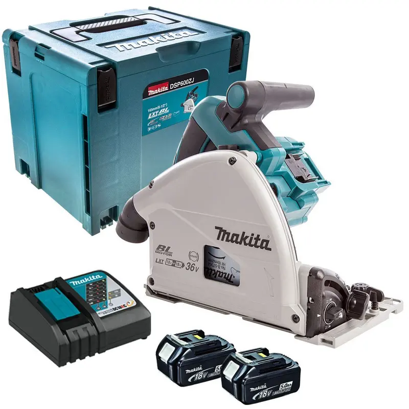Makita Dsp600Zj 36V Brushless Plunge Saw – 165Mm Blade, Dual 5.0Ah Batteries, Charger & Makpac Case 1