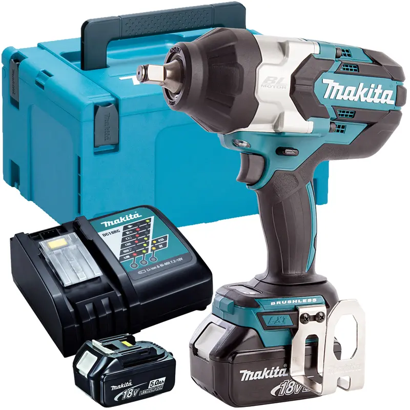 Makita Dtw1002Z 18V Brushless 1/2" Impact Wrench – Kit With Two 5.0Ah Batteries, Charger, And Hard Case 1