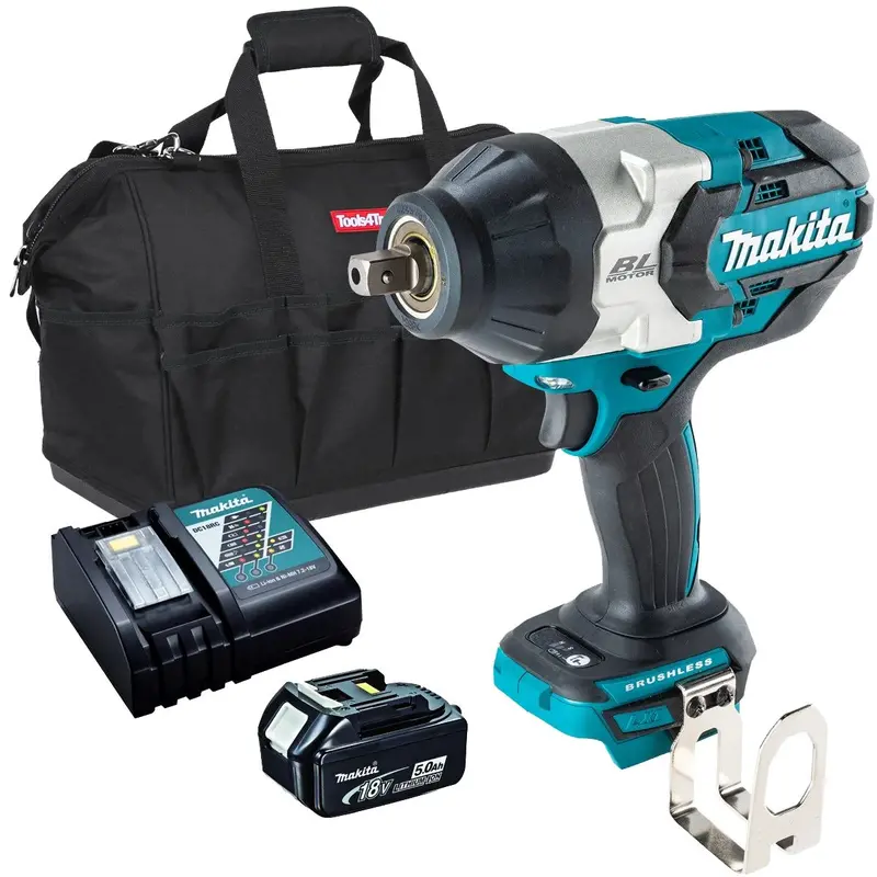 Makita Dtw1004Z 18V Brushless 1/2" Impact Wrench – Includes 5.0Ah Battery, Charger, And Carry Bag 1