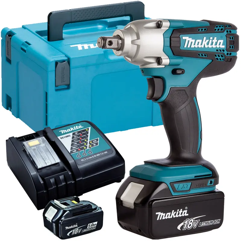 Makita Dtw190Z 18V Lxt 1/2″ Square Impact Wrench Kit – Two 5.0Ah Batteries And Charger In Case 1
