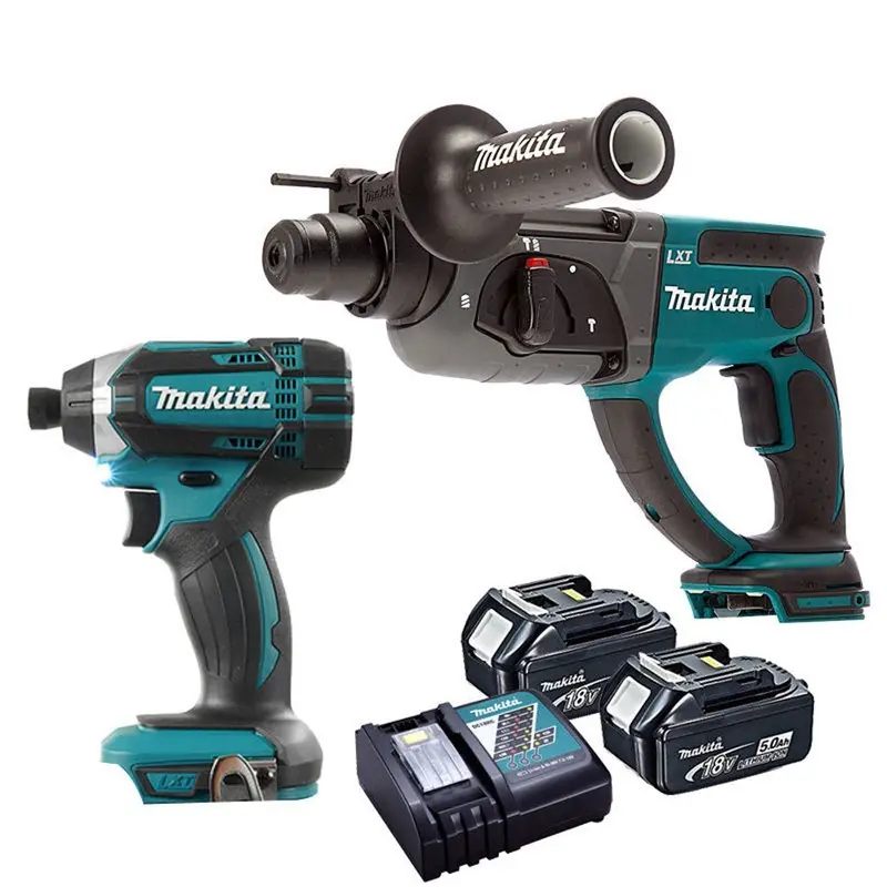 Makita Dual-Tool Combo: Rotary Hammer Drill + Impact Driver With Two 5.0Ah Batteries & Charger 1