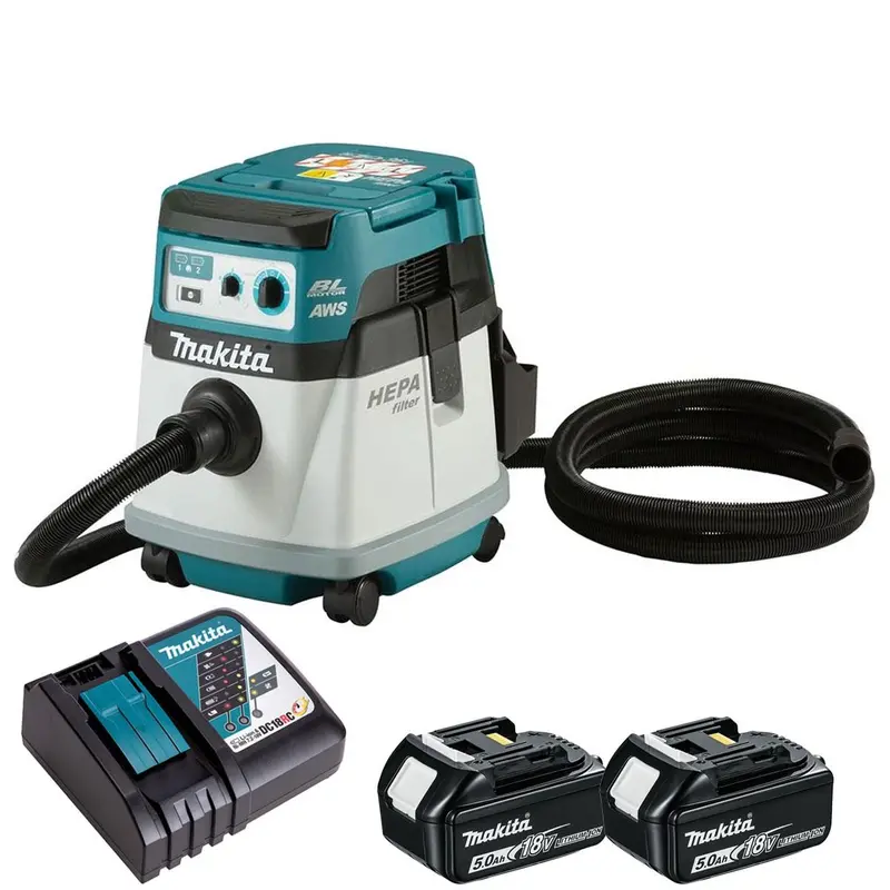 Makita Dvc157Lzx3 36V Brushless L-Class 15L Dust Extractor With Aws And Dual 5.0Ah Batteries + Charger 1