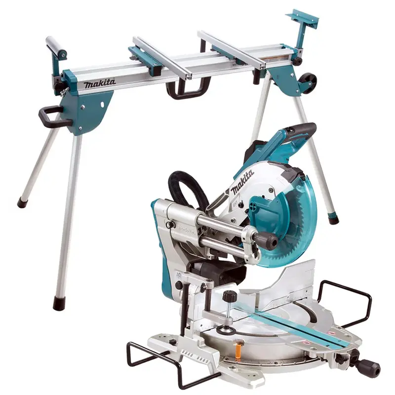Makita Ls1219/2 305Mm Slide Compound Mitre Saw (240V) With Premium Adjustable Wheeled Saw Stand 1