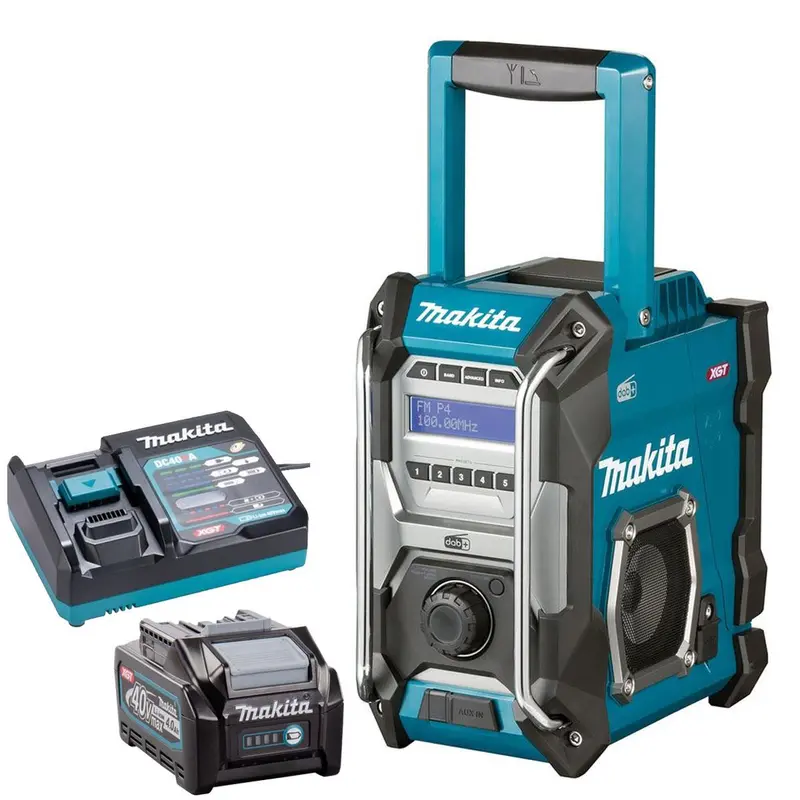 Makita Mr003Gz 40V Xgt Fm/Dab/Dab+ Jobsite Radio (Blue) With 4.0Ah Battery And Charger 1