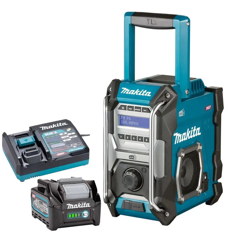 Makita Mr003Gz 40V Xgt Fm/Dab/Dab+ Jobsite Radio (Blue) With 5.0Ah Battery And Charger 1