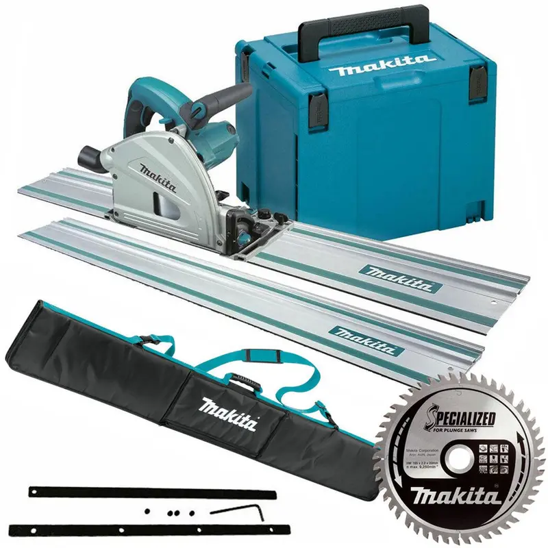 Makita Sp6000J/1 165Mm 110V Plunge Saw Kit: Dual 1.5M Rails, Carry Bag, Blade & Hard Case 1