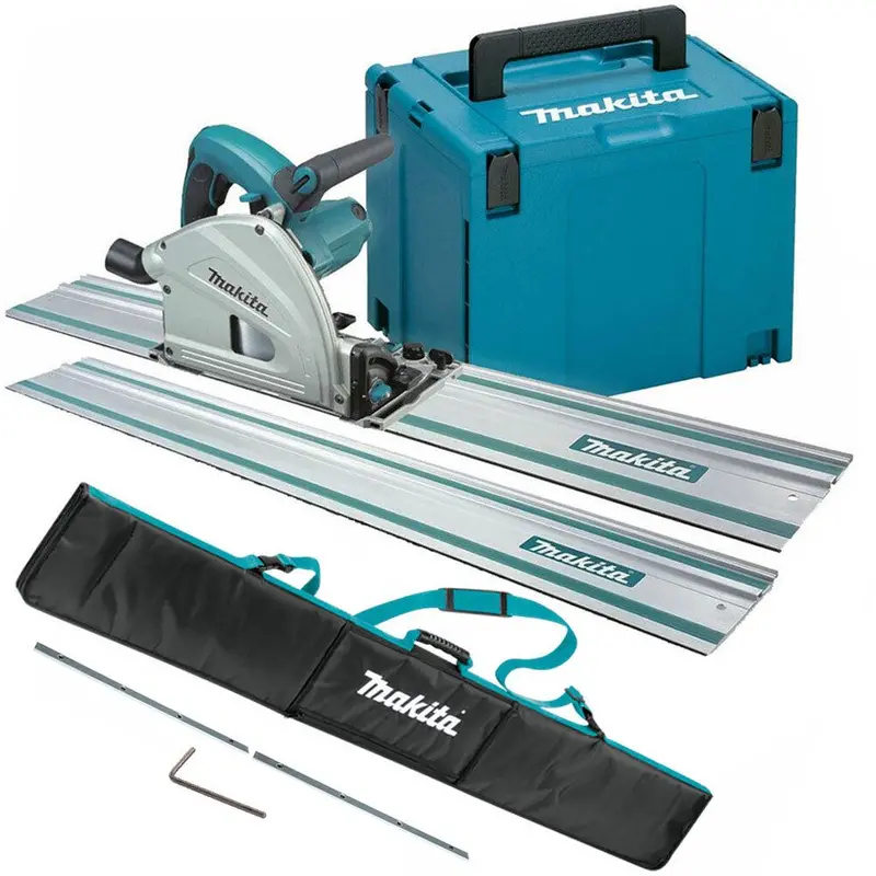 Makita Sp6000J/1 165Mm Plunge Saw (110V) With Two 1.5M Guide Rails, Connector, And Storage Bag 1