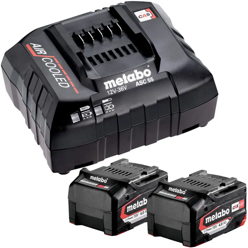 Metabo 12–36V Basic Kit – Dual 4.0Ah Lipower Batteries With Asc 55 Air-Cooled Charger 1