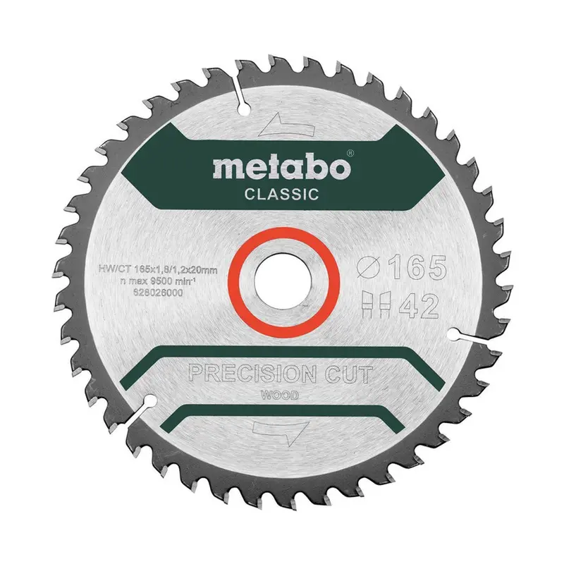 Metabo 165Mm Precision Wood-Cutting Circular Saw Blade – Classic Series, Model 628026000 1