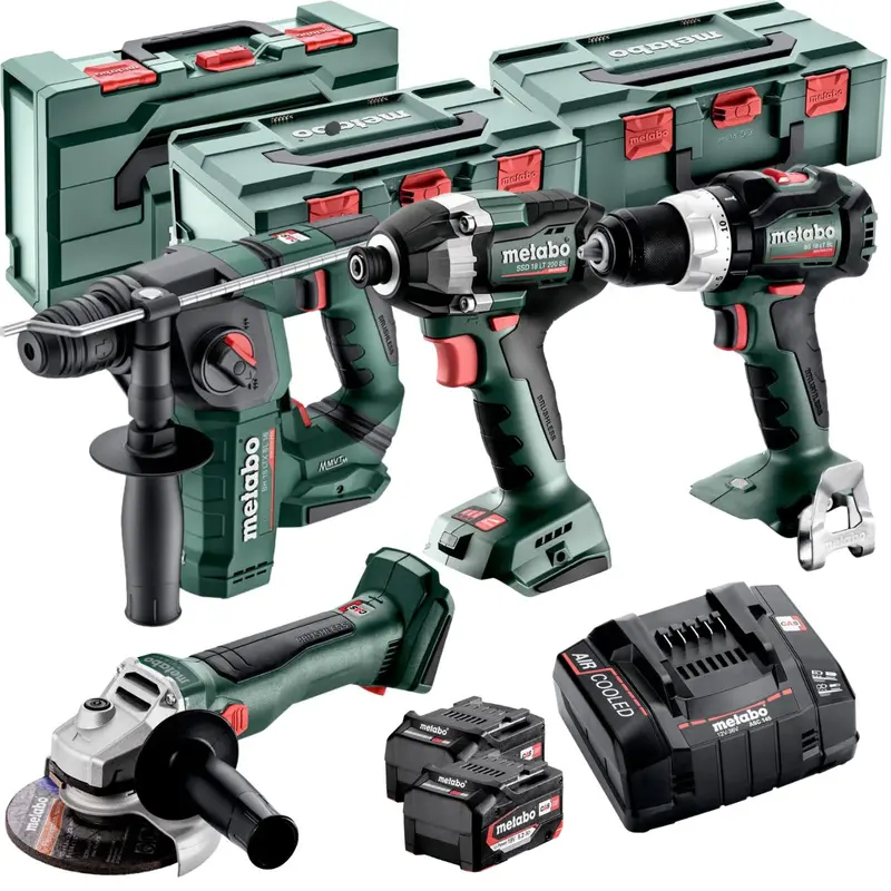 Metabo 18V Brushless 4-Piece Combo Kit — Includes Two 5.2Ah Batteries And Charger (T4Tkit-17621) 1