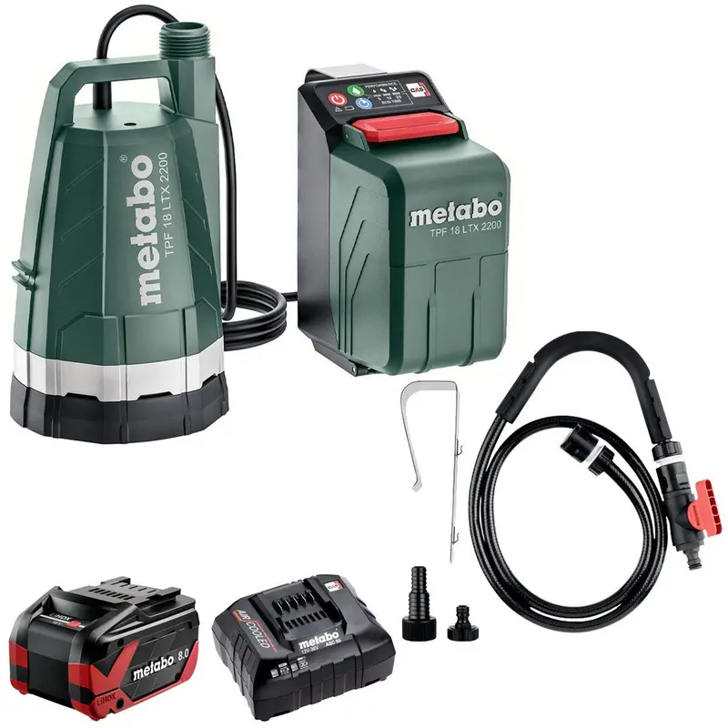 Metabo Tpf 18 Ltx 2200 Submersible & Rain Barrel Pump – 18V Cordless With 8.0Ah Battery & Charger 1