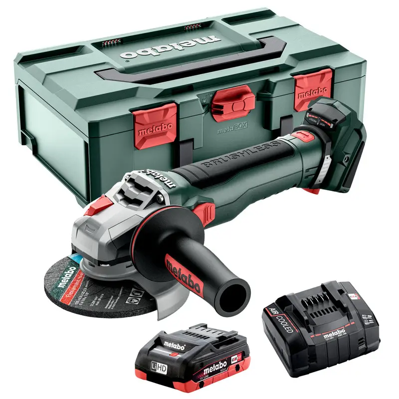 Metabo Wb 18 Lt Bl 11-125 18V Brushless Angle Grinder – Includes 4.0Ah Battery, Charger & Protective Case 1