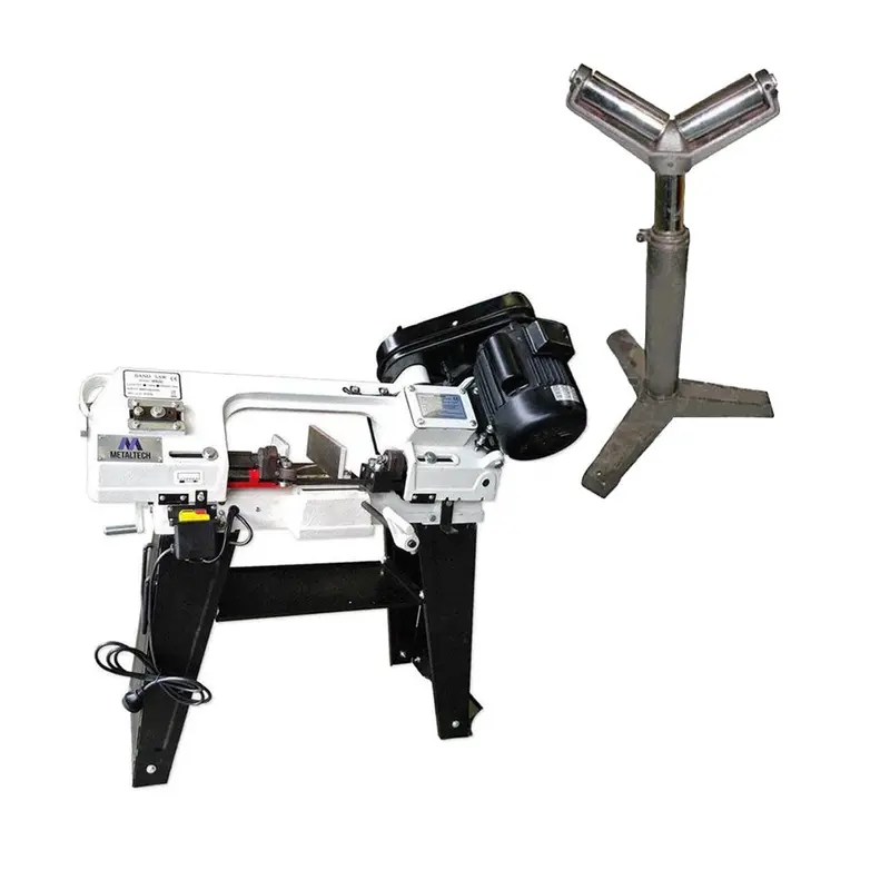 Metaltech Mtmcb115 Metal Cutting Band Saw With Mtrsv52 V-Roller Support Stand 1