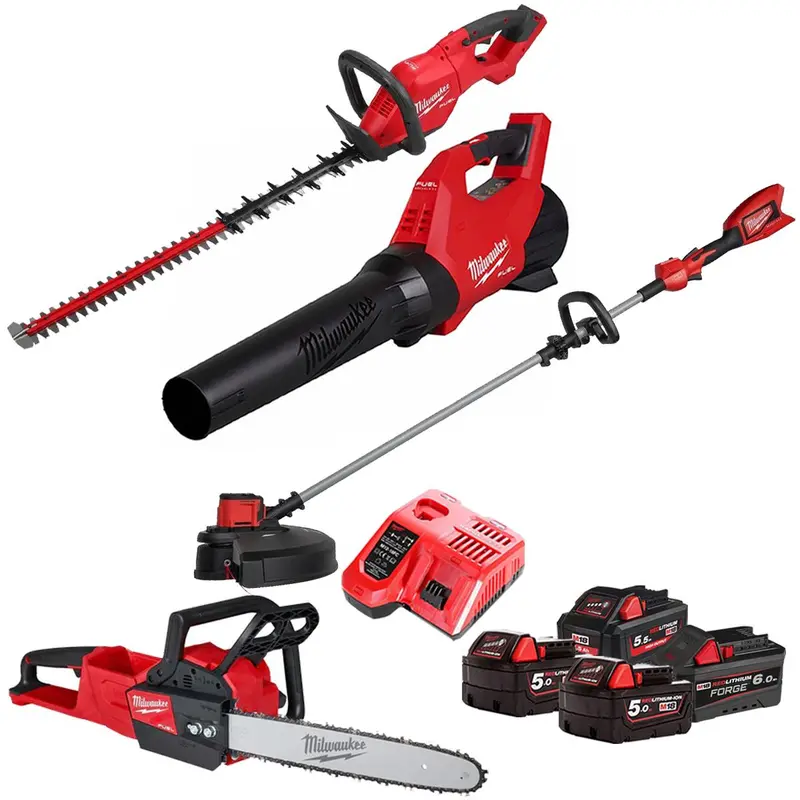 Milwaukee M18 4-Piece Cordless Garden Kit – Includes 4 Batteries & Charger (T4Tkit-29519) 1