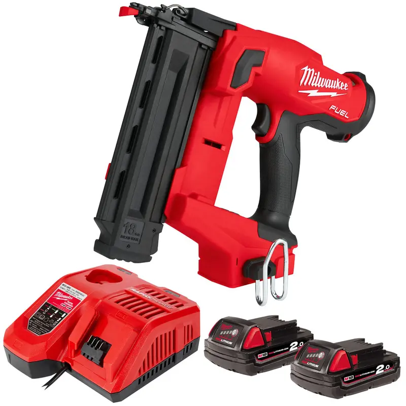 Milwaukee M18Fn18Gs 18V Fuel Second-Fix Finish Nailer (18-Gauge) – Dual-Battery Kit With Charger 1