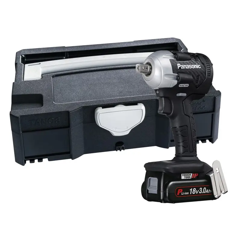 Panasonic 18V Ey75A8Pn2G Impact Wrench Kit – 1/2" Drive, 2×3.0Ah Batteries, Charger & Systainer Case 1