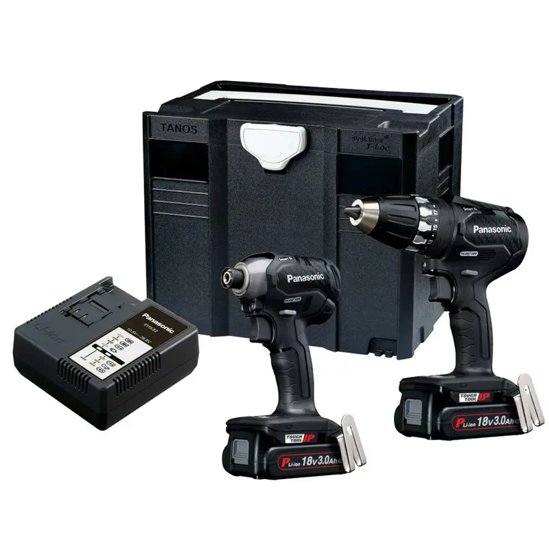 Panasonic 18V Eyc241Pn Dual Battery Kit – 2×3.0Ah Cells, Smart Charger & Rugged Case 1