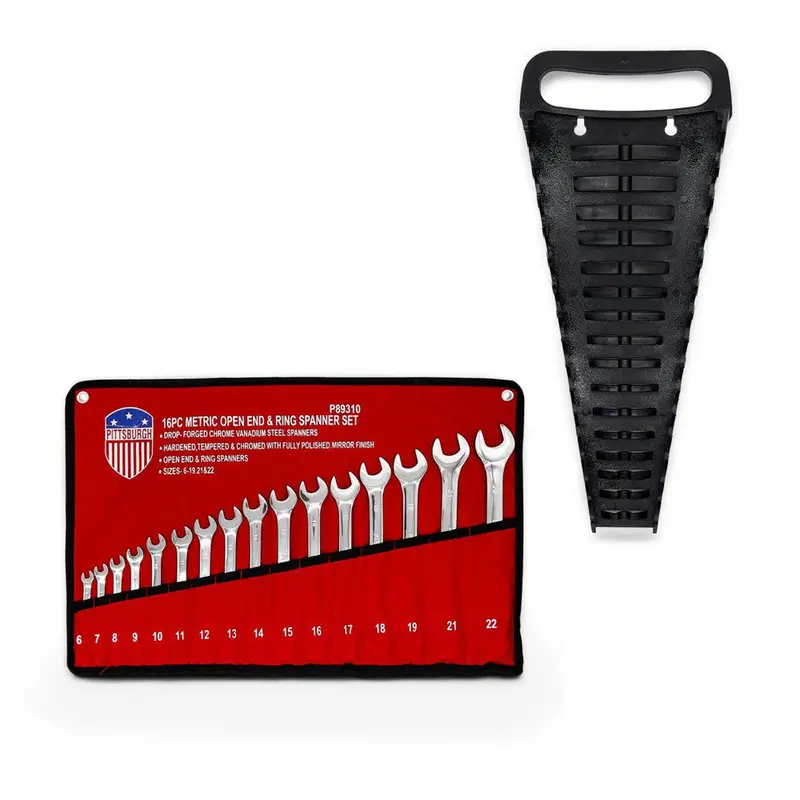 Pittsburgh 16-Piece Metric Spanner Set With Wall-Mount Spanner Rack (P89310 + P30010) 1