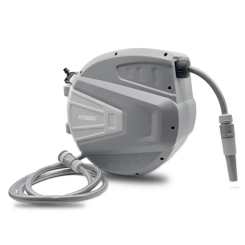 Pittsburgh Auto-Retracting Hose Reel – 20-Meter Water Hose With Spring-Loaded Rewind 1