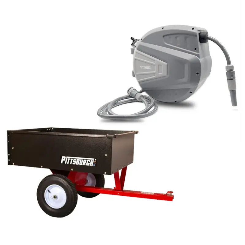 Pittsburgh Dump Cart & Extended Auto Hose Reel Bundle – 16226 + P10335 (30M) 1