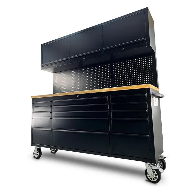 Pittsburgh P00004 Black 72-Inch 15-Drawer Roller Cabinet With 3-Door Storage Unit 1