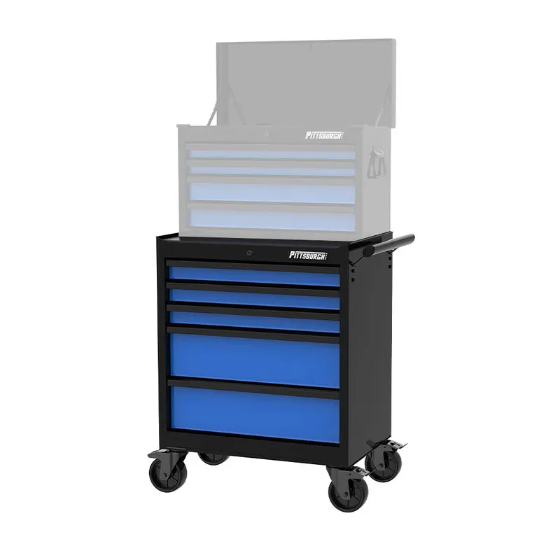 Pittsburgh P10002 Mobile Tool Storage Trolley – 27" 5-Drawer Rolling Cabinet With Ball-Bearing Slides 1