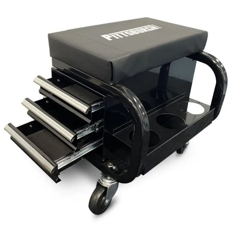 Pittsburgh P20304 3-Drawer Mobile Creeper Seat With Roller Base 1