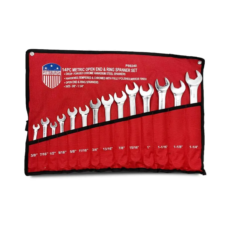 Pittsburgh P89240 14-Piece Sae Combination Wrench Set (Open-End & Ring) 1