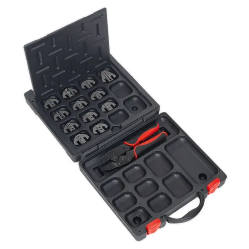 Sealey Ak3858Combo Professional Ratchet Crimping Tool With Interchangeable Jaws And Carry Case 1