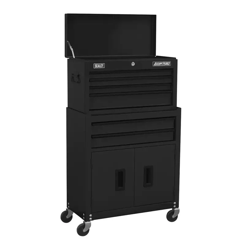 Sealey Ap22Bk 6-Drawer Black Top Chest & Rolling Cabinet – Ball-Bearing Slides 1